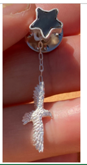 Black Lip Star with Bird of Prey Dangle - Recycled Sterling Silver