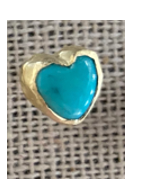Natural Turquoise heart hat stud-Golden