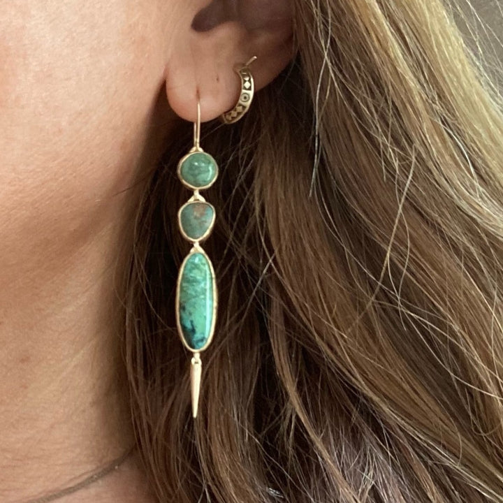 Mix Matched Green Turquoise Multi Stone Earrings