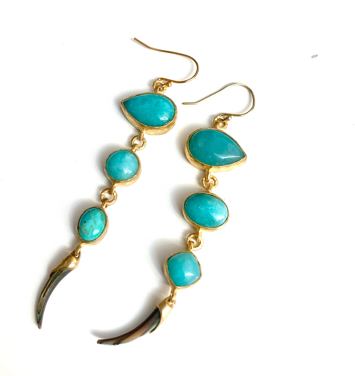 Mix Matched Turquoise and Peruvian Opal Earrings