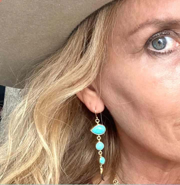 Mix Matched Turquoise and Peruvian Opal Earrings