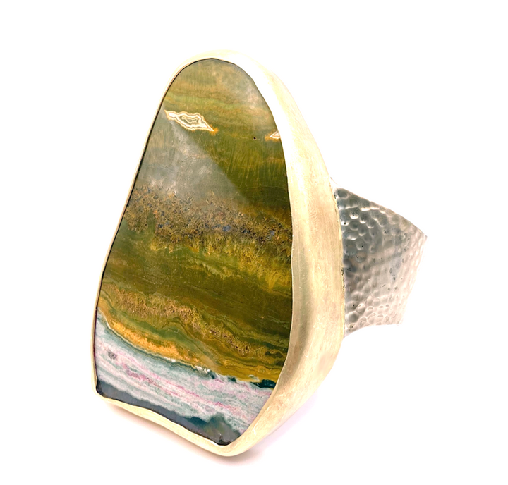 Olive Rainbow Ocean Jasper Cuff