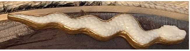 Large carved bone snake-recycled sterling silver plated with Gold- El Gran