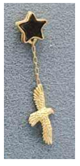 Black Lip Star with Bird of Prey Dangle - Golden