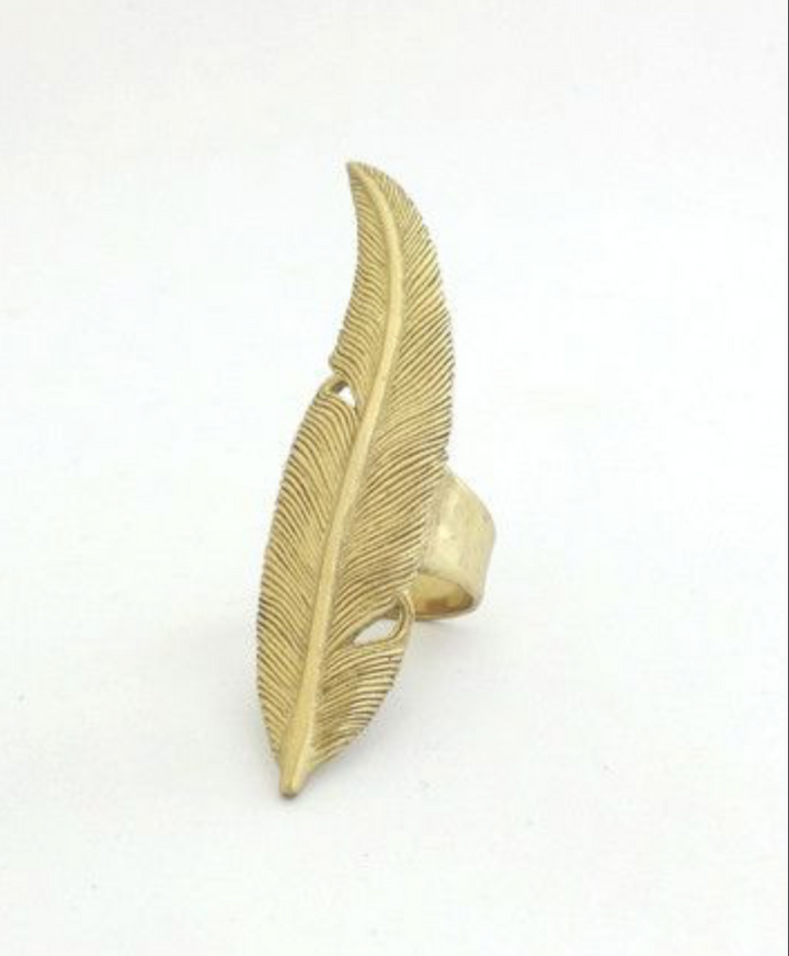 Solid Metal Feather Ring