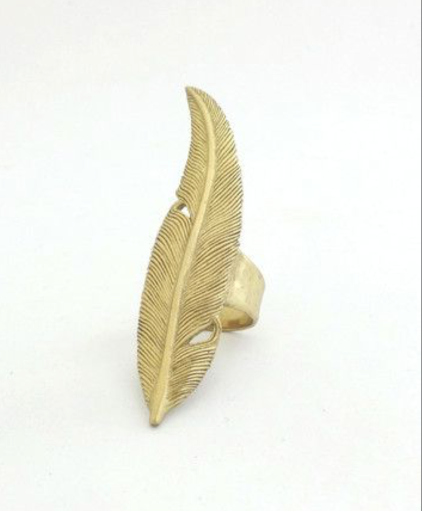 Solid Metal  Feather Ring